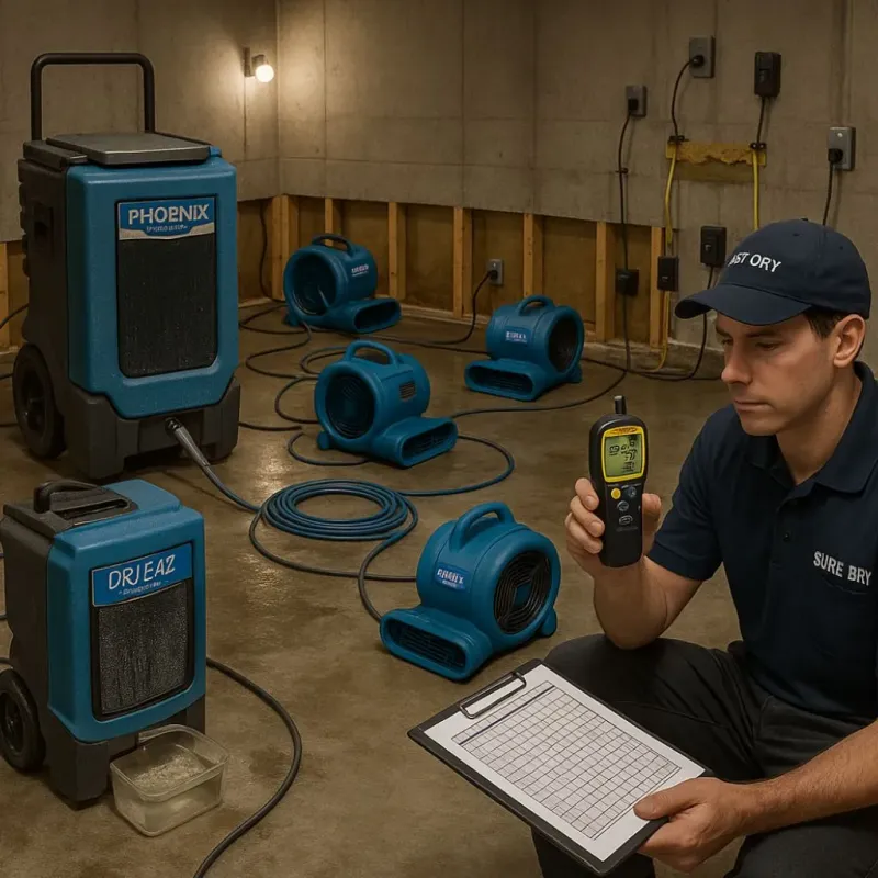 Structural Drying and Dehumidification process in Columbus Junction, IA